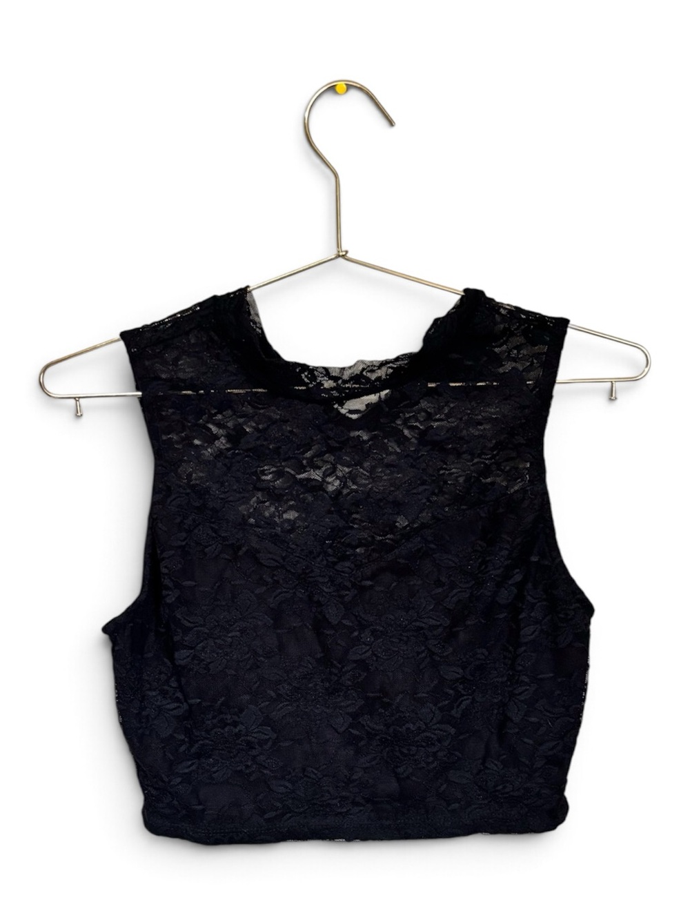 Black Lace Sleeveless Crop Top - Size XS